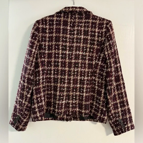 Karl Lagerfeld Ashland Aubergine windowpane plaid Blazer size 12 never worn - Picture 2 of 6